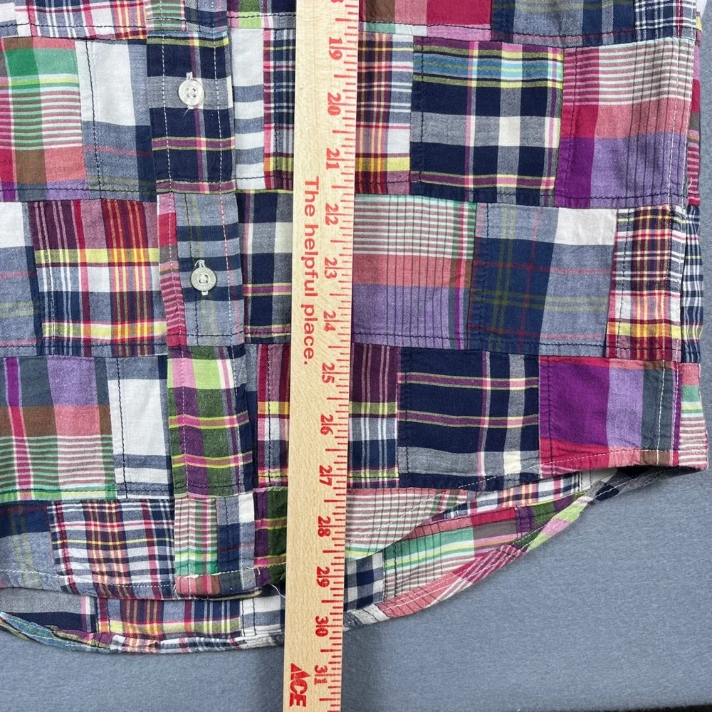 Brooks Brothers Mens S Patchwork Madras Plaid Short Sleeve Shirt Traditional